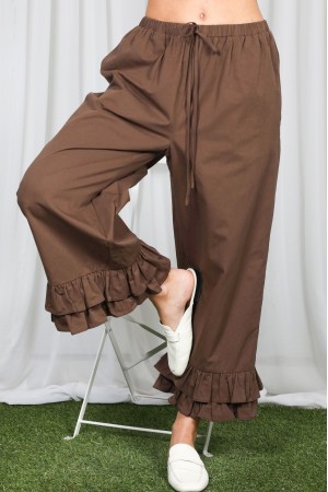 Delightful Tiered Ruffle Hem Wide-Leg Cropped Pants VP83379C