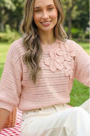 3D Floral Crochet Detail Knitted Sweater VT83563