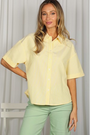 Classic Collared Neck Roll-Up Sleeve Striped Shirt VT83892A